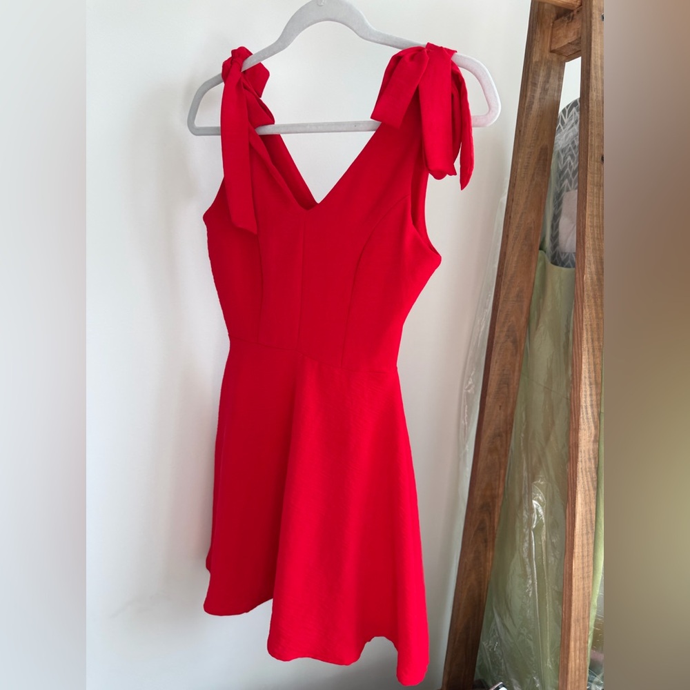 Altar'd State Bold Red Tie-Shoulder Dress